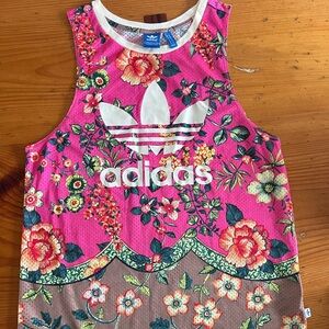 Adidas Originals x  Farm Rio Jardineto Trefoil Foil Mesh Tank Top